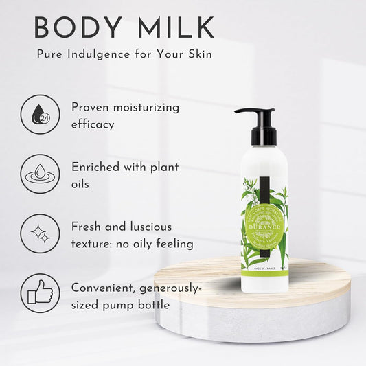 Durance Les Eternelles Moisturising Body Lotion 250Ml, Sparkling Verbena Scent - Intensive Moisturiser Enriched With Plant Oils - Fresh & Luscious Texture, No Oily Feeling