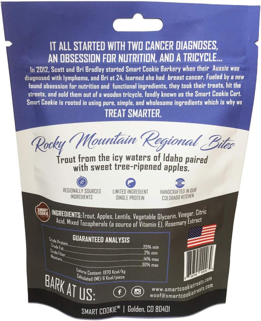 Smart Cookie All Natural Dog Treats - Trout & Apple - Healthy Dog Treats For Allergies, Sensitive Stomachs - Soft Dog Treats, Chewy, Grain Free, Human-Grade, Made In The Usa - 5Oz Bag