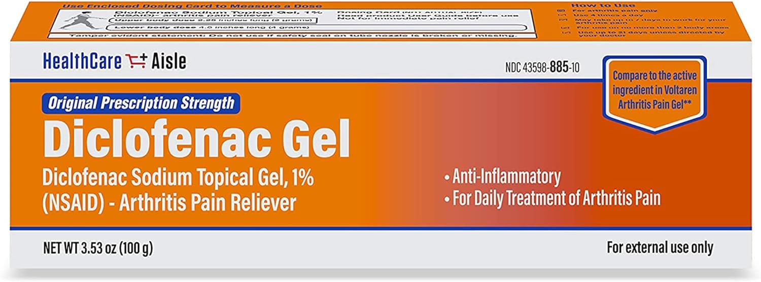 Healthcareaisle Diclofenac Gel, 1%, Arthritis Pain Relief - 150 G Tube - Original Prescription Strength (Nsaid)