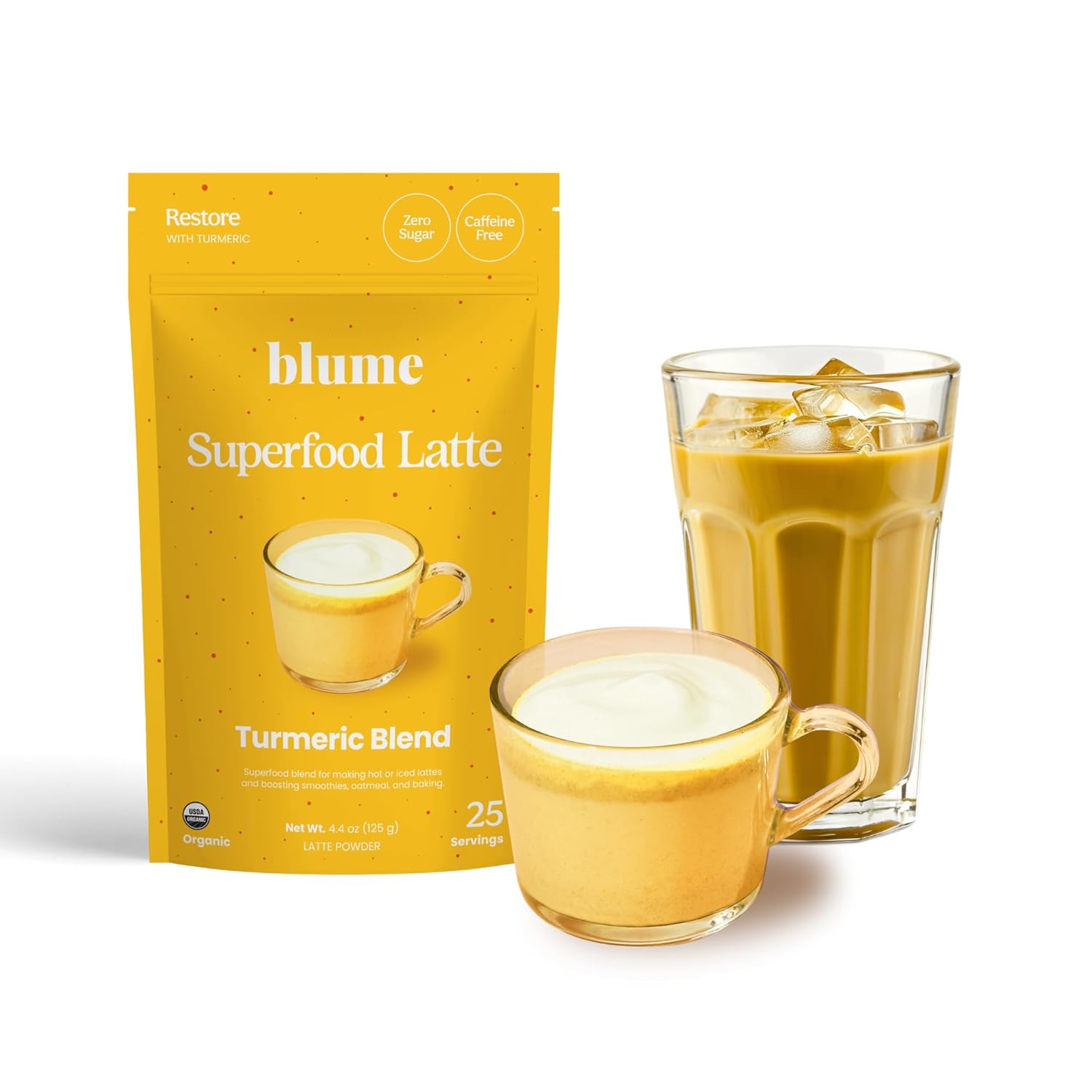 Blume Golden Milk With Turmeric And Ginger - Superfoods Golden Milk Latte Powder - Immune Boosting And Joint Support - Caffeine & Gluten Free - Vegan & Keto Friendly Turmeric Latte - 25 Serving