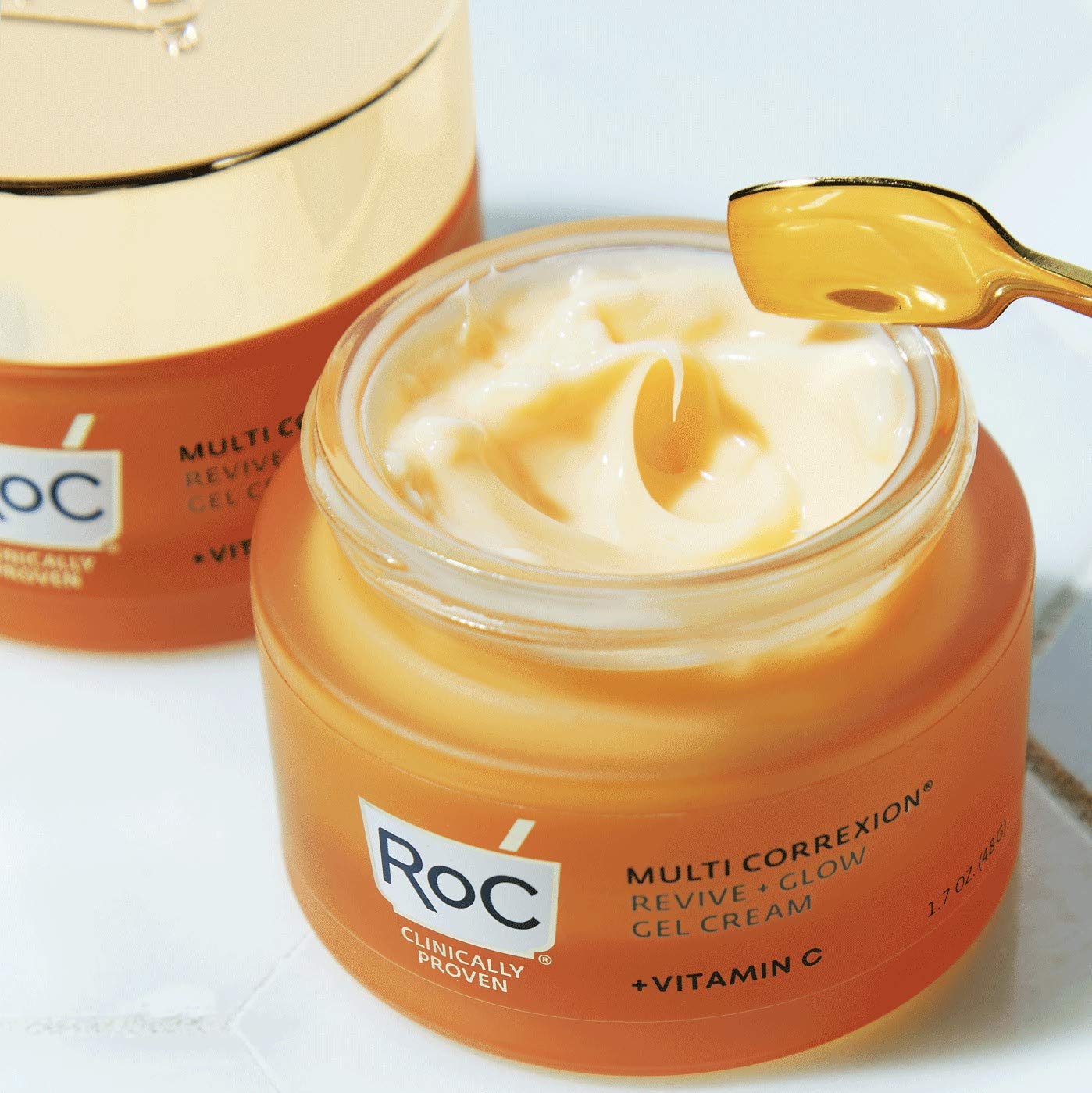 RoC Multi Correxion Revive + Glow 10% Vitamin C Blend Face Moisturizer, Anti-Aging Gel Cream for Instant Glow, Hypo-Allegenic & Oil-Free Skin Care, 1.7 Ounces (Packaging May Vary) : Beauty & Personal Care