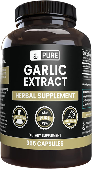 Pure Original Ingredients Garlic Extract (365 Capsules) No Magnesium Or Rice Fillers, Always Pure, Lab Verified