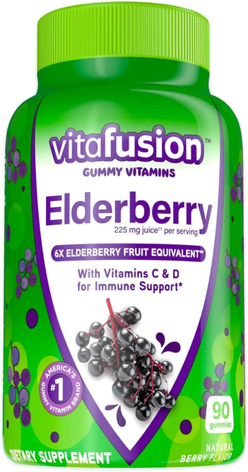 Vitafusion Elderberry Gummy Vitamins, 90Ct Elderberry Gummy Vitamins, Chewables, 90 Count