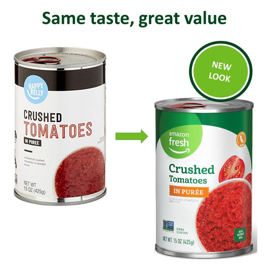 Amazon Fresh, Crushed Tomatoes In Purée, 15 Oz (Previously Happy Belly, Packaging May Vary)