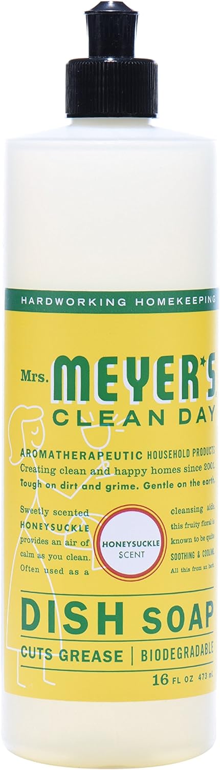 Mrs. Meyer's Clean Day Liquid Dish Soap, Honeysuckle, 16 Fluid Ounce (Pack of 3)