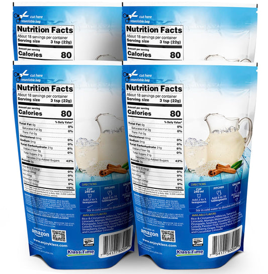 Drink Mix Aguas Frescas | Klass Horchata | Flavors From Natural Sources, No Artificial Flavors, With Vitamin C (Makes 7 To 9 Quarts) 14.1 Oz Family Pack (4-Pack)