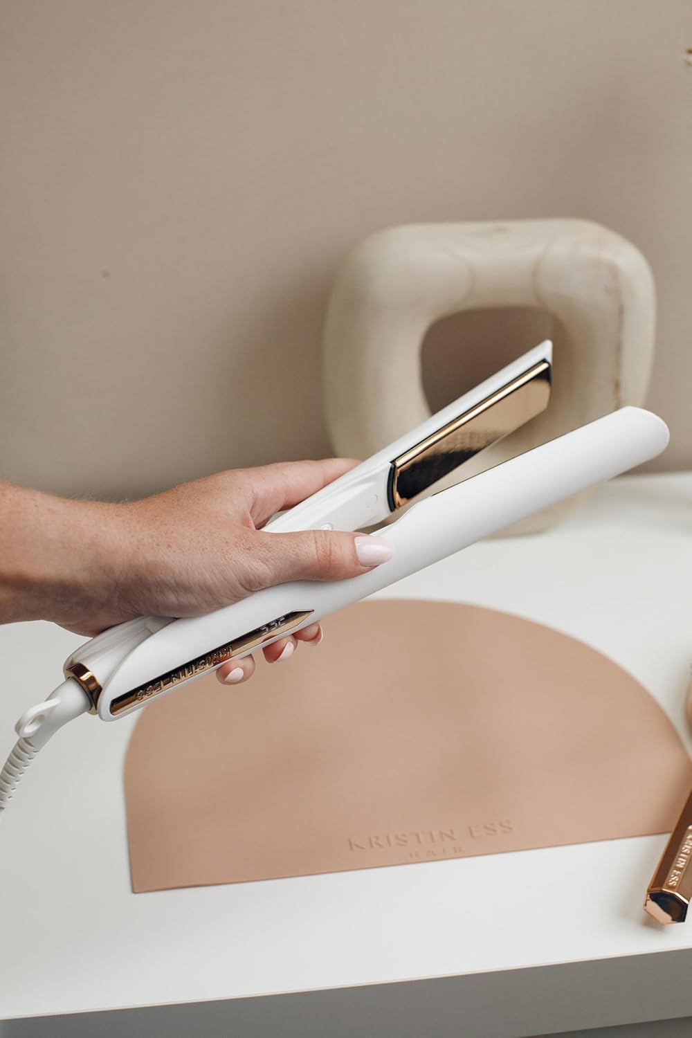 Kristin Ess 3-In-1 Titanium Curling & Straightening Iron With Heat Protectant Spray - 1 1/4" Dual Voltage Ionic Professional Styler