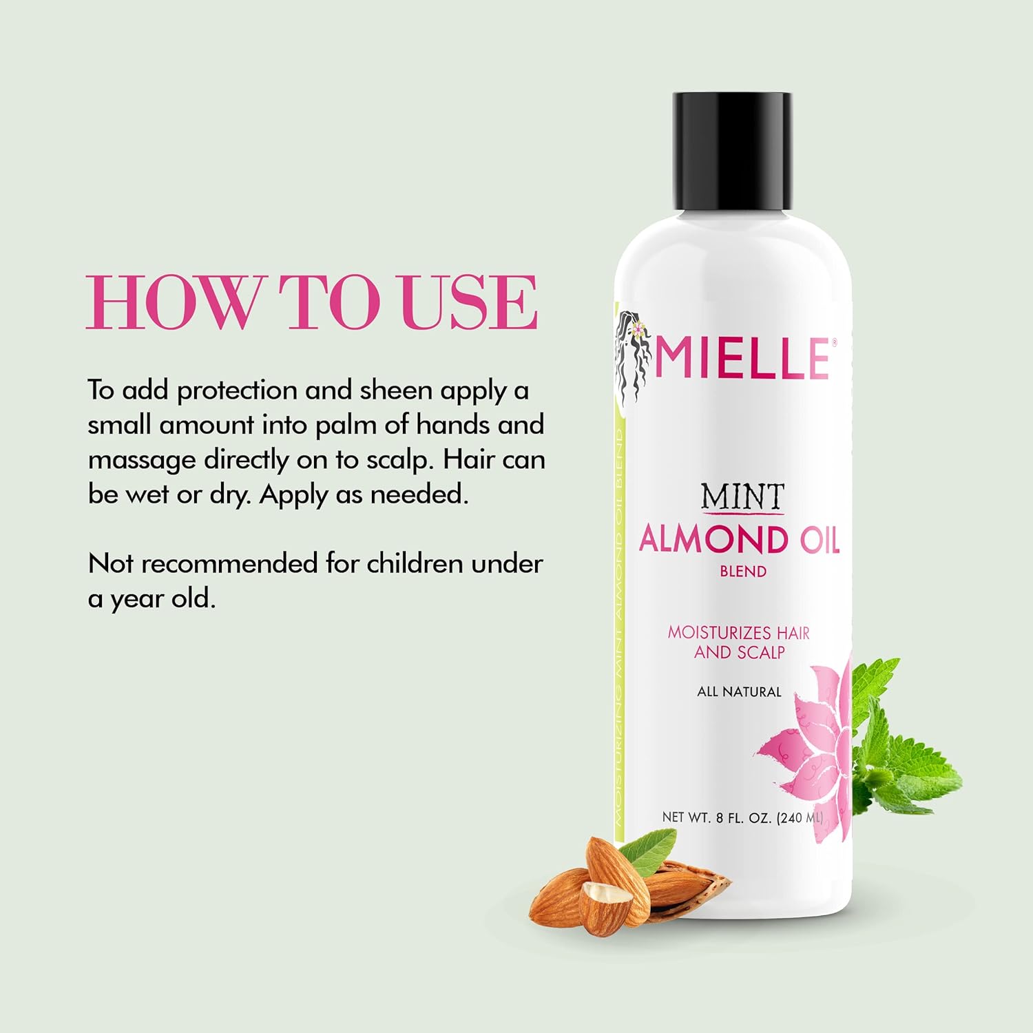 Mielle Organics Mint Almond Oil for Healthy Hair and Scalp, 8 Ounces : Beauty & Personal Care