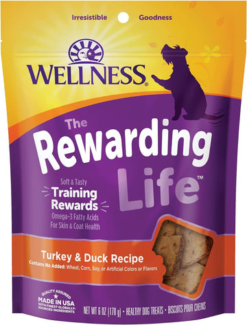 Wellness Rewarding Life Grain-Free Soft Dog Treats, Made In Usa With Healthy Ingredients, Ideal For Training (Turkey & Duck Recipe, 6-Ounce Bag)