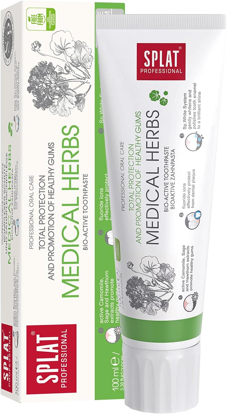 Splat®Medical Herbs Toothpaste | Total Protection & Promotion Of Healthy Gums | Essential Oils, Sles Free 100G