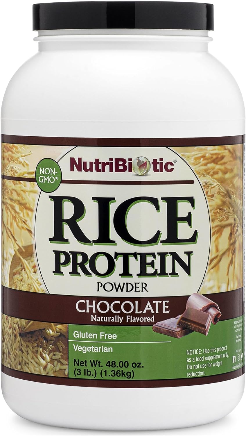 NutriBiotic ? Chocolate Rice Protein, 3 Lb (1.36kg) | Low Carb, Vegetarian & Keto-Friendly Raw Protein Powder | Grown & Processed Without Chemicals, GMOs or Gluten | Easy to Digest & Nutrient-Rich