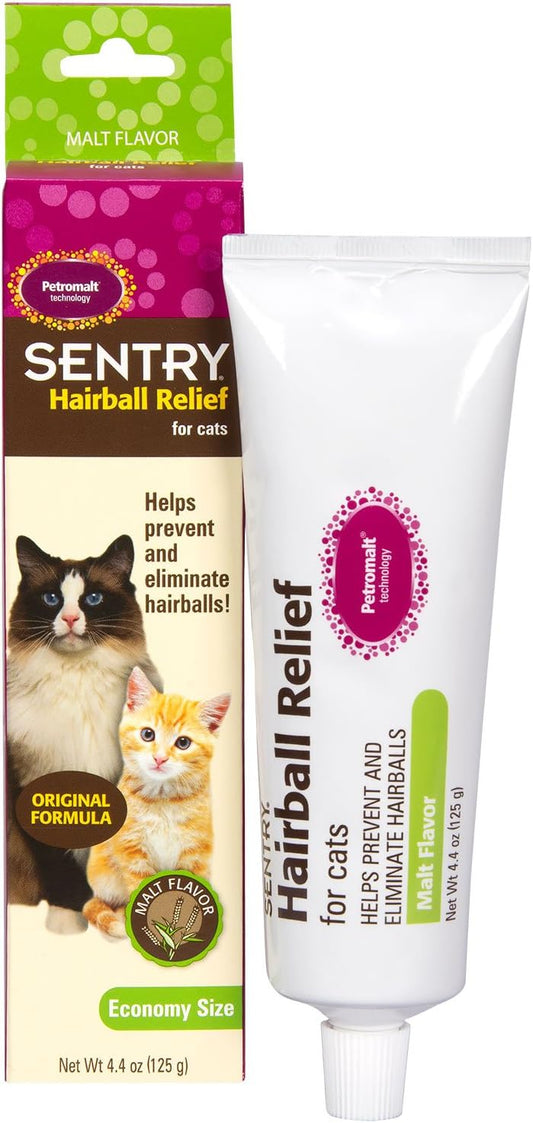 Sentry Hairball Relief for Cats,Malt Flavor,4.4 Ounces and Vet’S Best Cat Hairball Relief Digestive Aid | 60 Chewable Tablets