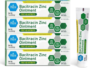 Med Pride Antibiotic Bacitracin Ointment With Zinc For First Aid Relief Of Chafing, Diaper Rash, Dermatitis, Eczema, Itchy Dry Skin, 1 Oz Tube