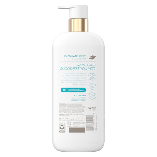 Dove Body Wash Exfoliate Away Micro-Polishes For Silkier Skin 4% Refining Serum With Aha 18.5 Oz