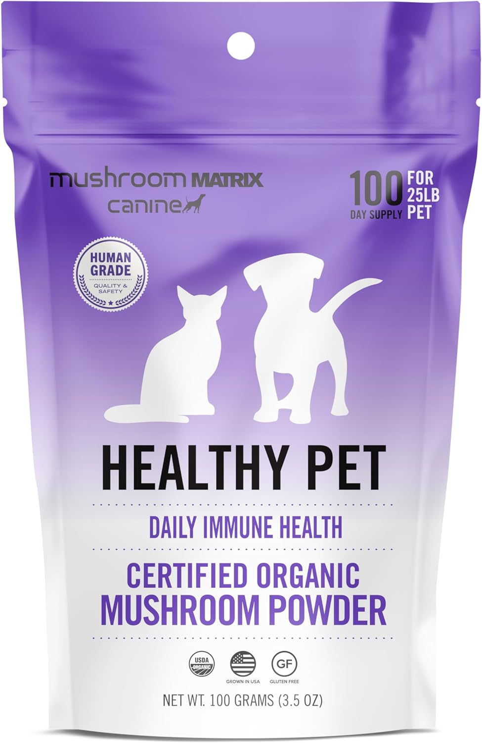 Om Mushroom Matrix Pet - Canine | Healthy Pet | Usa Grown Human-Grade Organic Mushroom Powder Pet Supplement | Daily Functional Immune Support For Dogs & Cats | 100 Grams, 3.5 Oz
