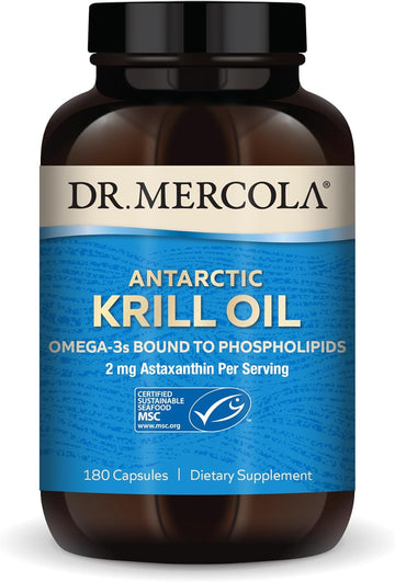 Dr. Mercola Antarctic Krill Oil, 90 Servings (180 Capsules), Dietary Supplement, Supports Organ, Bone And Joint Health, Non Gmo, Msc Certified