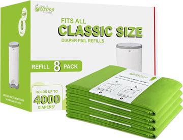 Refills Compatible With Dekor Classic Diaper Pail | 8 Pack | Disposable Diaper Pail Refill | Extra Thickness | Quick & Easy To Replace | Cherry Blossom Scented | Holds Up To 4000 Diapers