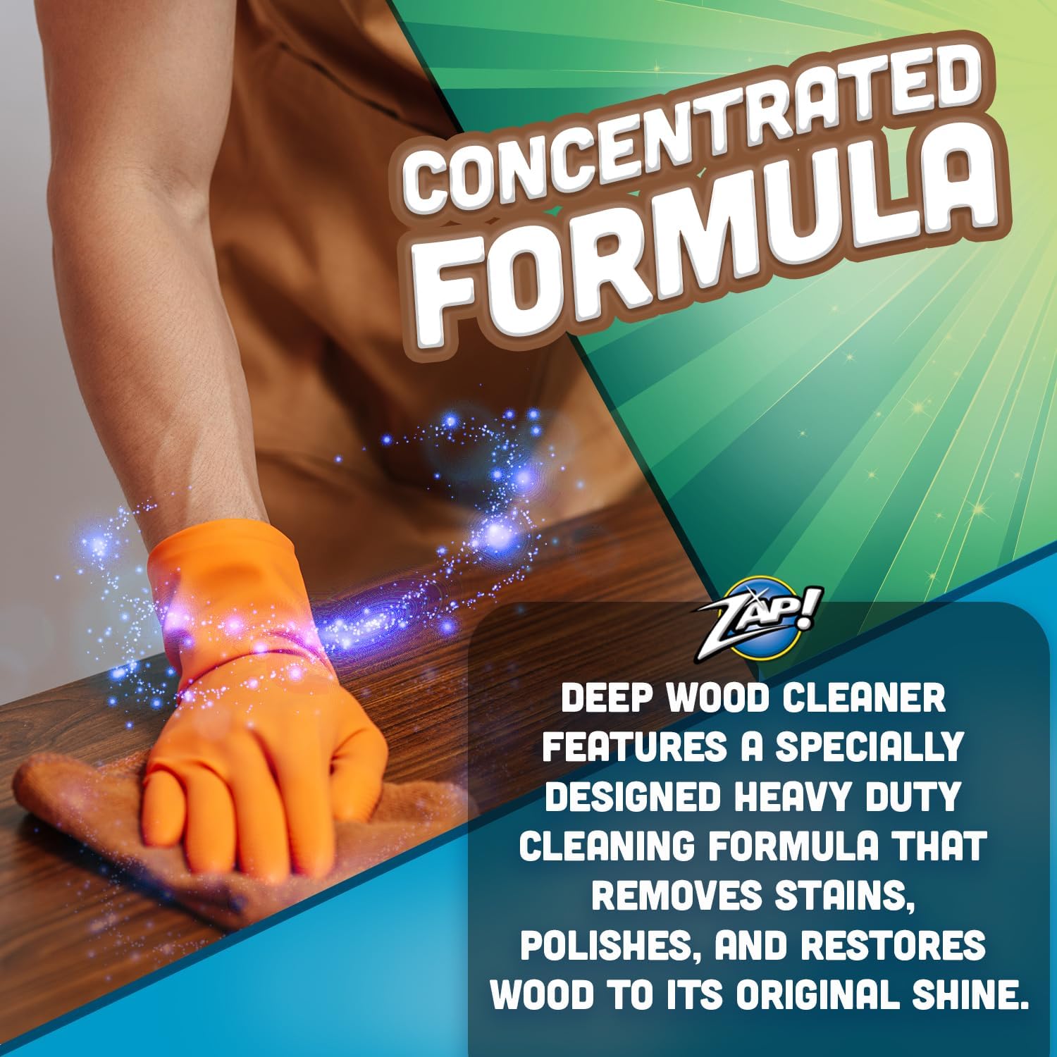 ZAP! Professional Wood Cleaner and Restorer | Clean, Polish, & Restore Wooden Furniture & Hardwood Floors | Kitchen Cabinet & Table | Deep Wood Cleaner for Heavy Duty Cleaning | 32 oz : CDs & Vinyl