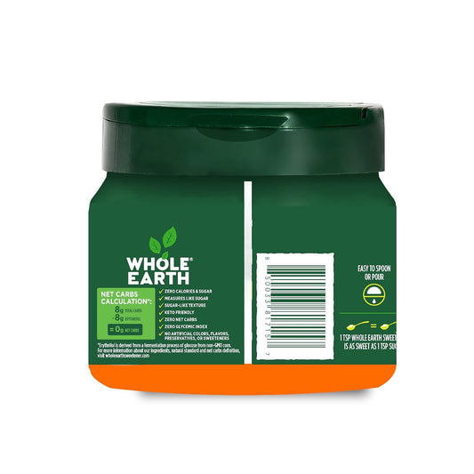 Whole Earth Plant-Based Sugar Alternative, Erythritol & Monk Fruit, 9.8Oz Jar