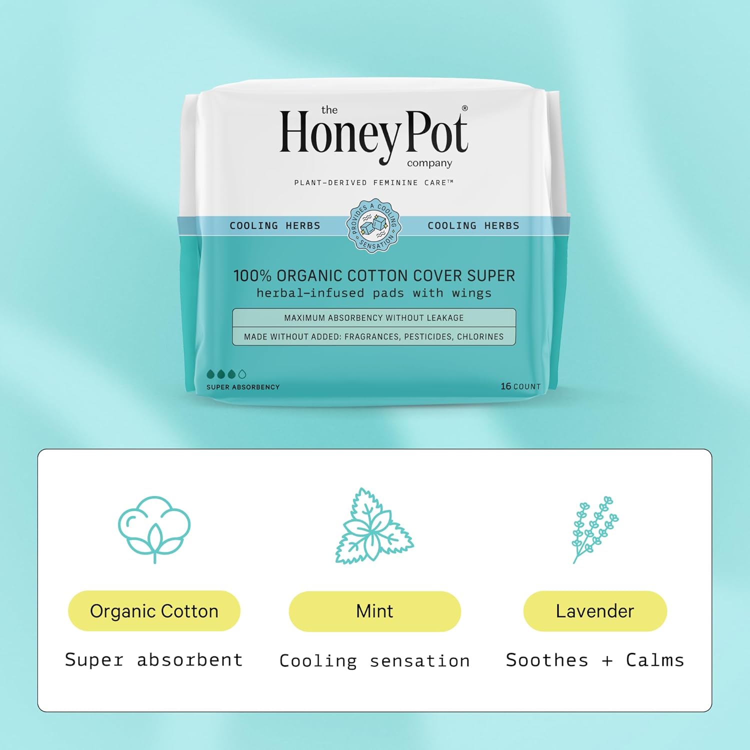 The Honey Pot Company - Sensitive Feminine Wash & Super Pads Bundle - Herbal Infused Natural Hygiene Wash & Pads- Organic Cotton Cover - Sanitary Pads for Women - Feminine Care - FSA & HSA Eligible : Health & Household