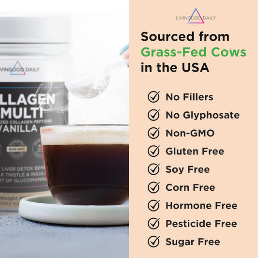 Livingood Daily Collagen & Greens Bundle - Gut Health Supplements - Super Greens And Collagen Powder Plus Vitamins