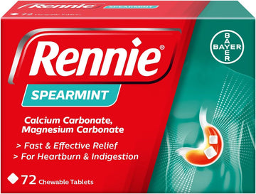 Rennie Antacids, Spearmint Flavour, 72 Count (Pack Of 1)