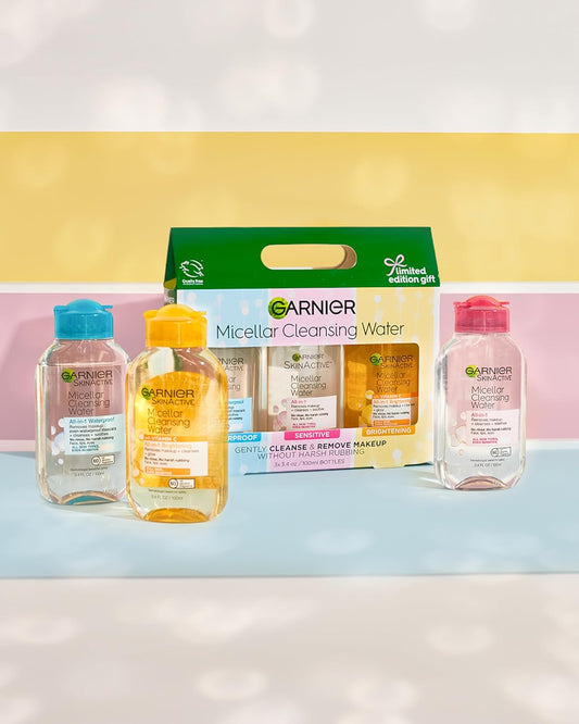 Garnier SkinActive Micellar Water, Facial Cleanser and Makeup Remover Mini's 3 Pack, 1 Skin Care Gift Set