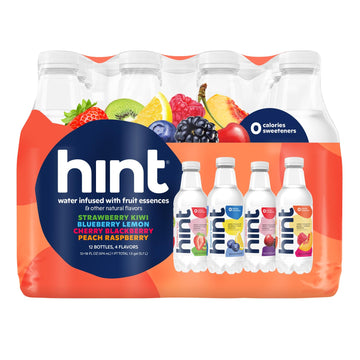 Hint Water Smashup Variety Pack, 3 Bottles Each Of: Blueberry Lemon, Cherry Blackberry, Peach Raspberry, And Strawberry Kiwi, Zero Calories, Zero Sugar, Zero Sweeteners, 16 Fl Oz (Pack Of 12)