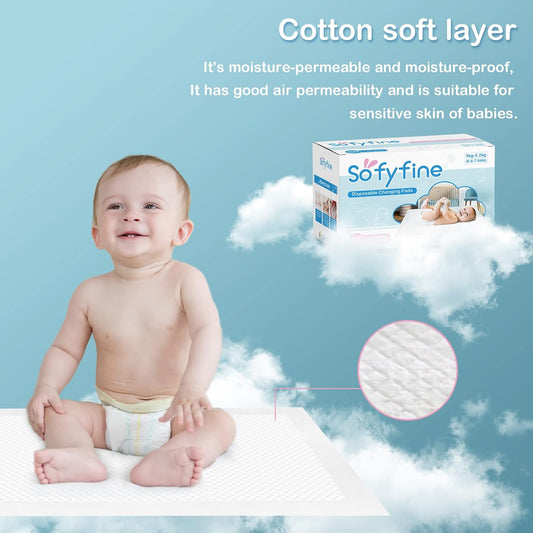 100 Count Disposable Changing Pads For Baby 17" X 24"Portable Changing Diaper Liners For Mess Free Travel, Leakproof Incontinence Bed Pads,Waterproof Table Protector Mat, Toddler Pee Pads