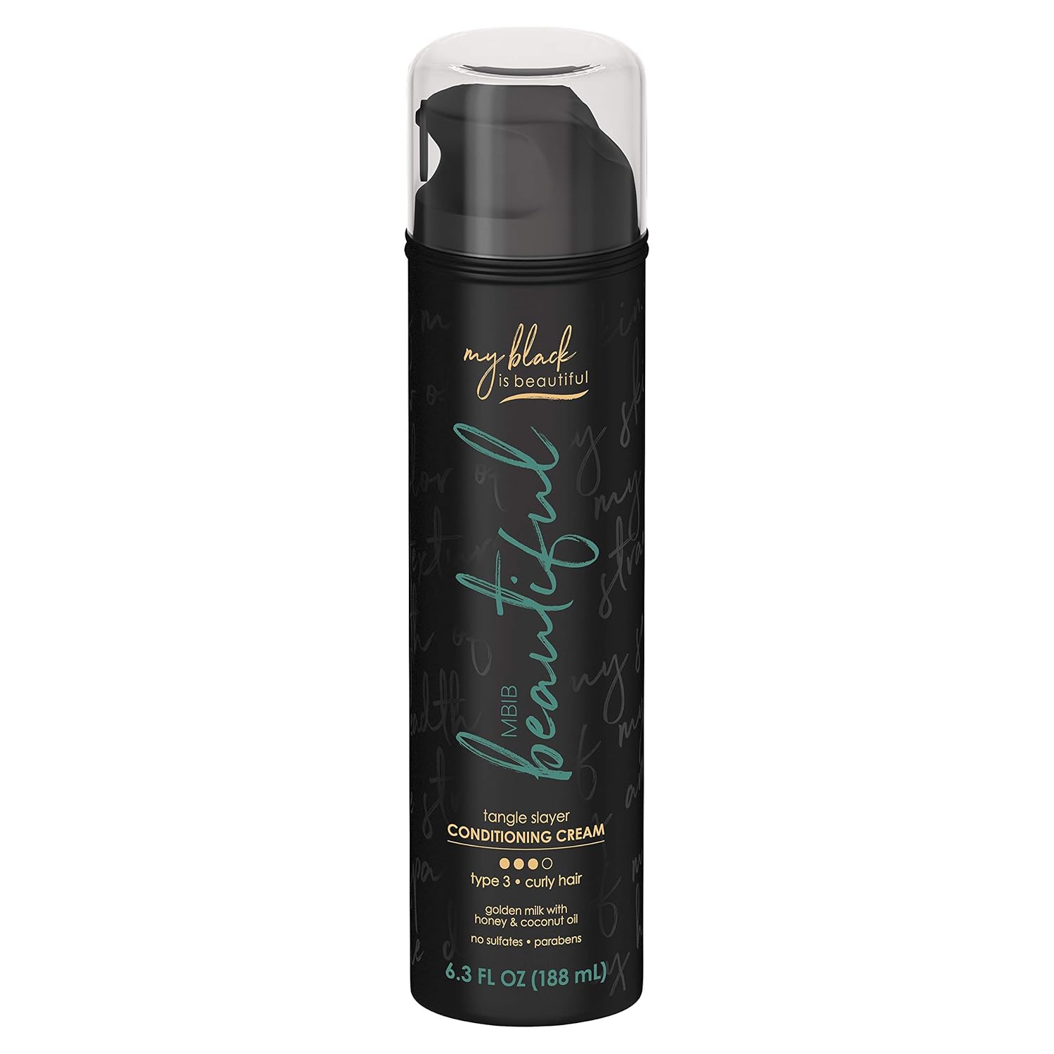 My Black Is Beautiful Leave In Conditioner, Type 3 Tangle Slayer, Sulfate Free Conditioning Cream, For Curly Hair With Coconut Oil, Honey And Turmeric, 6.3 Fl Oz