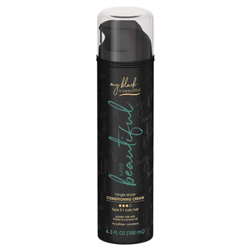 My Black Is Beautiful Leave In Conditioner, Type 3 Tangle Slayer, Sulfate Free Conditioning Cream, For Curly Hair With Coconut Oil, Honey And Turmeric, 6.3 Fl Oz