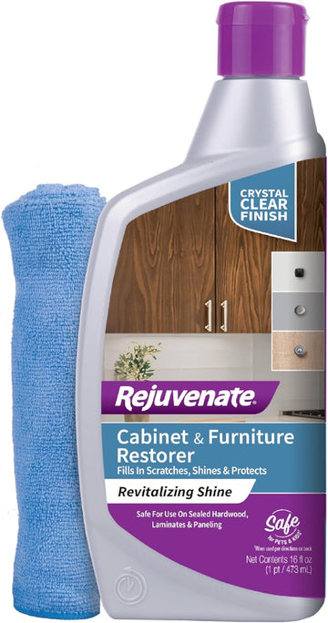 Rejuvenate Cabinet And Furniture Restorer Fills In Scratches, Shines And Protects Indoor Cabinets And Furniture, 16 Ounces