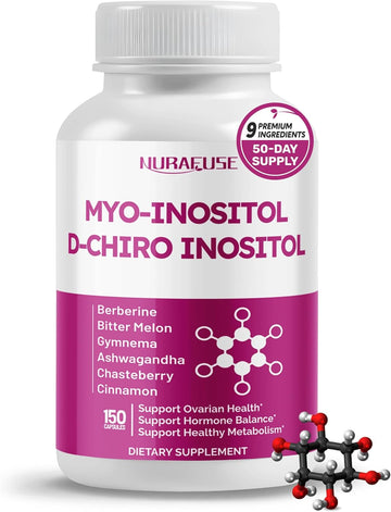 High Potency Myo-Inositol & D-Chiro Inositol With Chasteberry, Cinnamon, Bitter Melon & Gymnema – Supports Optimal Hormone Balance, Healthy Metabolism* – Made In The Usa