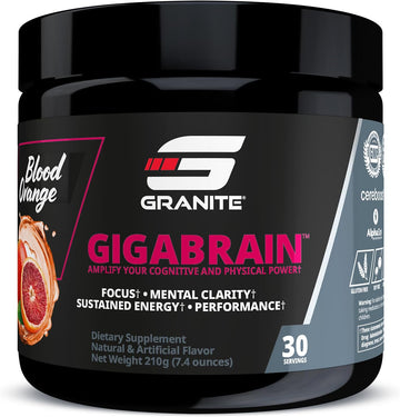 Granite Nutrition Gigabrain Nootropic Energy Powder – Cereboost, Alpha-Gpc & Elevatp – Cognitive Focus Supplement For Sustained Energy & Performance – White Peach, 30 Servings