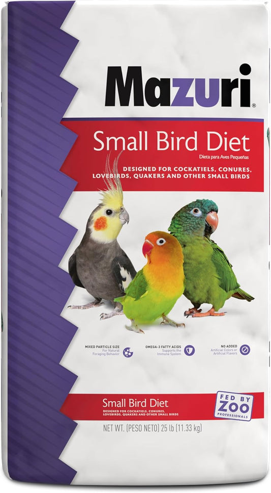 Mazuri | Nutritionally Complete For Small Birds | 25 Pound (25 Lb.) Bag