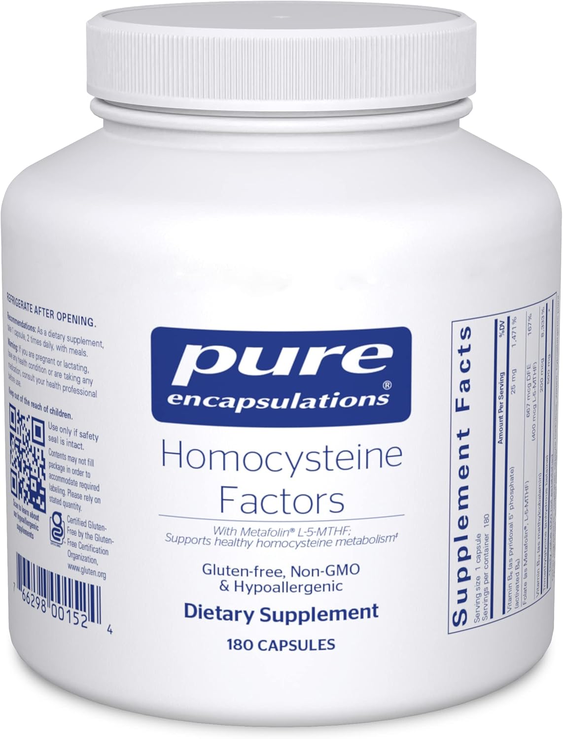 Pure Encapsulations Homocysteine Factors | Supplement To Support Normal Homocysteine Levels And Cardiovascular Health* | 180 Capsules