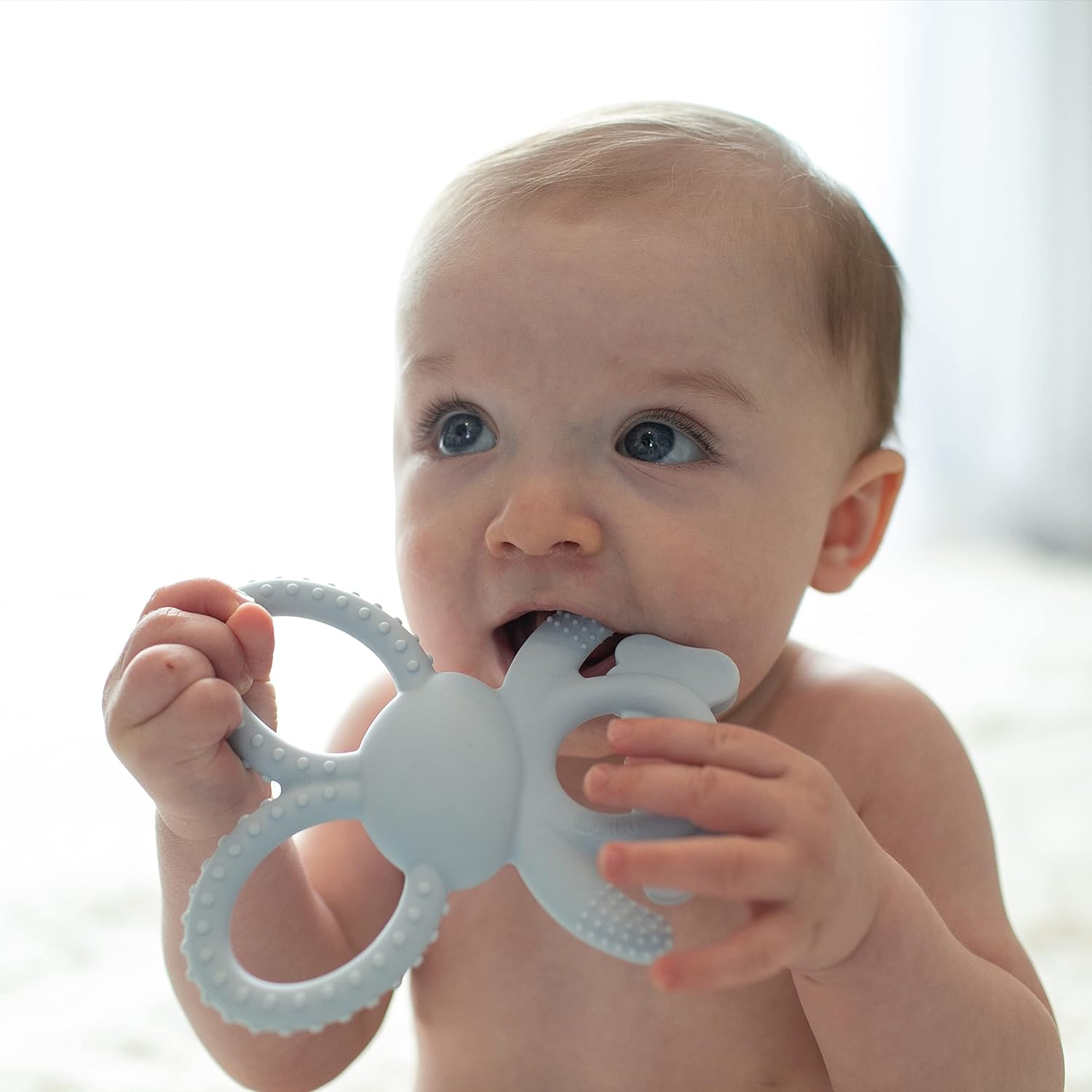 Dr. Brown's Flexees Blue Bunny, Soft 100% Silicone Baby Teether, BPA Free, 3m+ : Baby