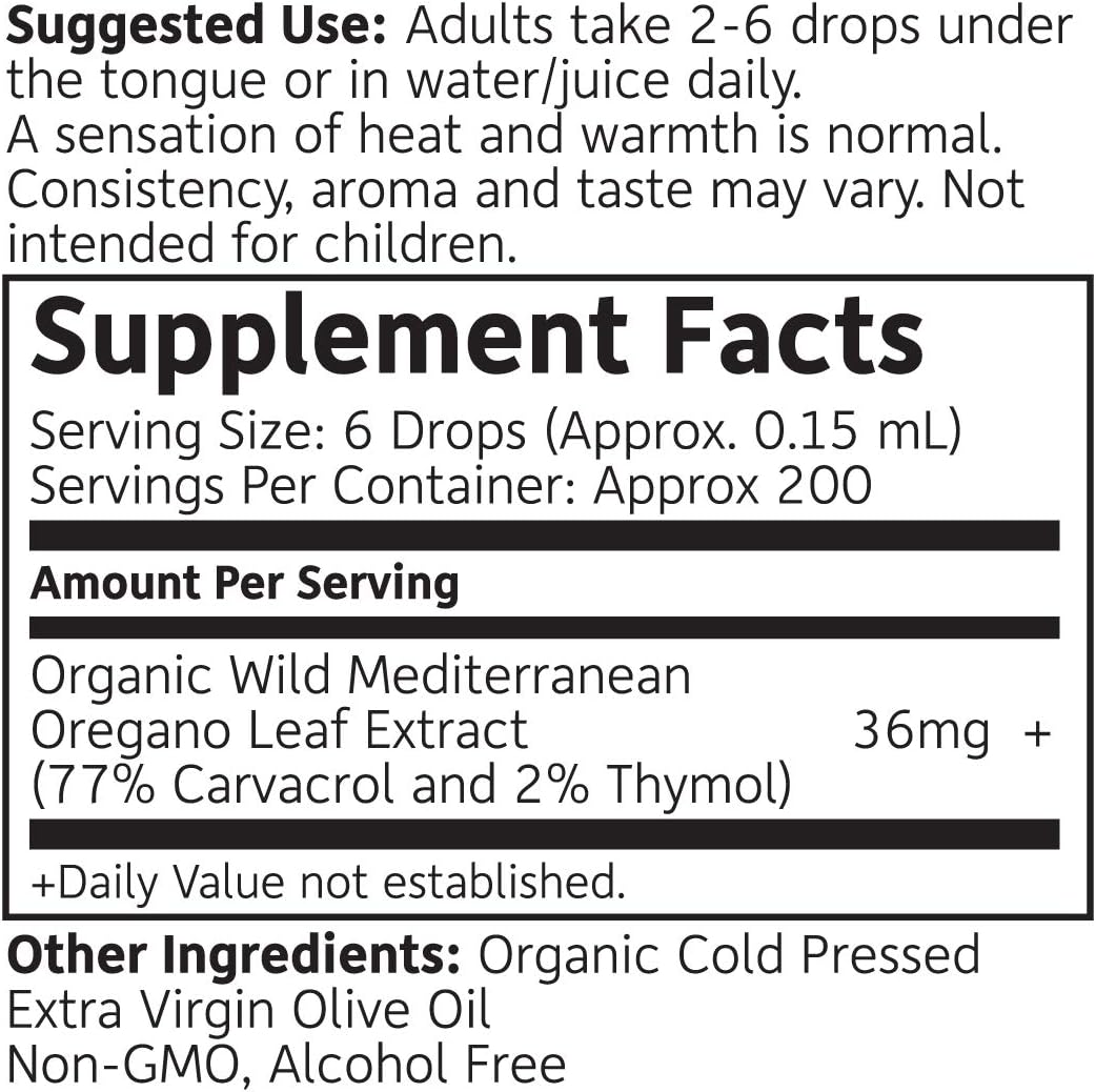 RejuveNaturals Oil of Oregano, USDA Organic - 1 fl oz (30ml Liquid) Wild, Mediterranean Oregano Oil. Concentrated Immune Support Drops. Gluten Free, Vegan & Non-GMO. Min 77% Carvacrol : Health & Household