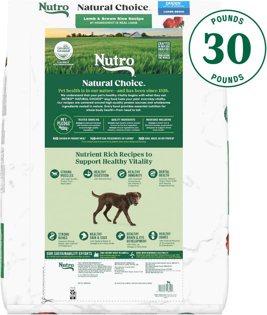 Nutro Natural Choice Large Breed Puppy Dry Dog Food, Lamb & Brown Rice Recipe Dog Kibble, 30 Lb. Bag