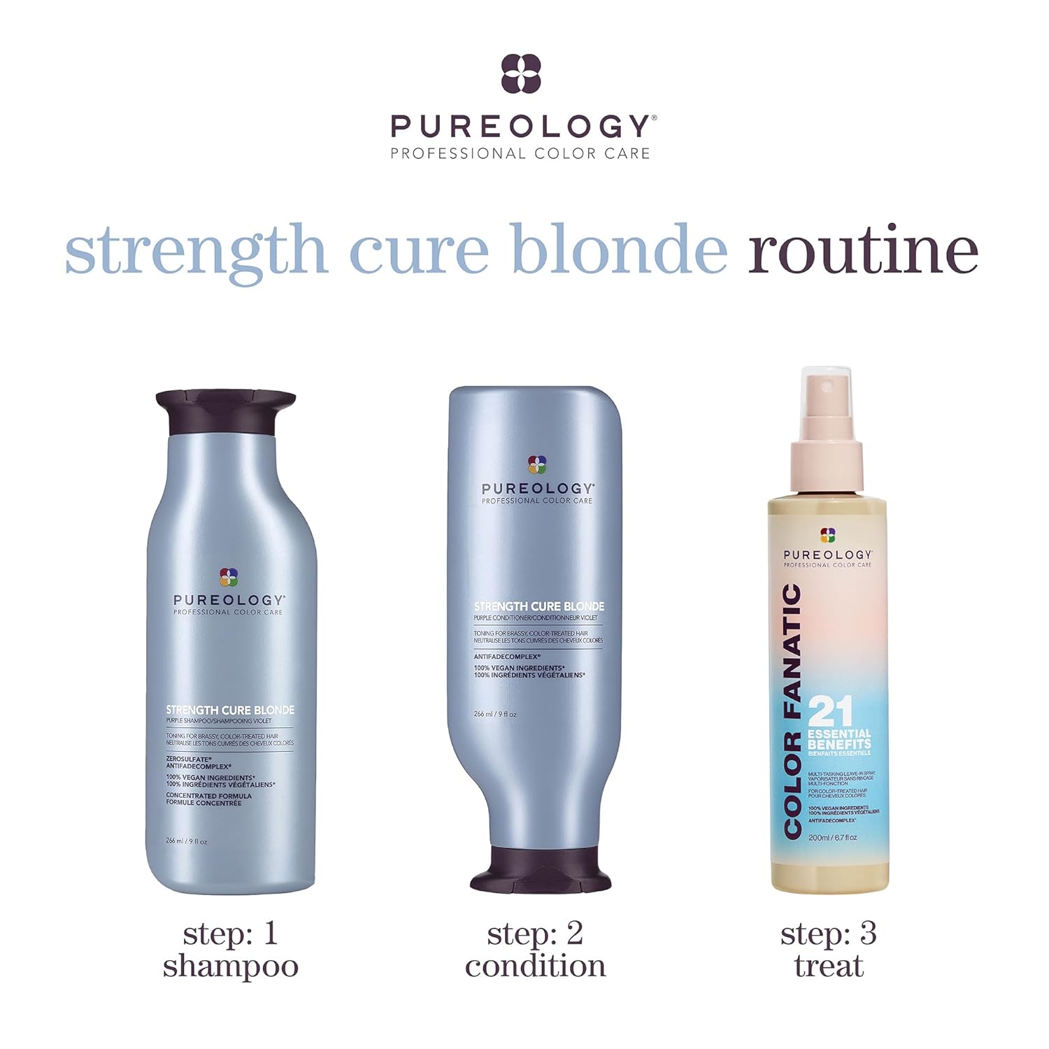 Pureology Strength Cure Blonde Purple Shampoo for Blonde & Lightened Color-Treated Hair, 9 Fl Oz : Beauty & Personal Care