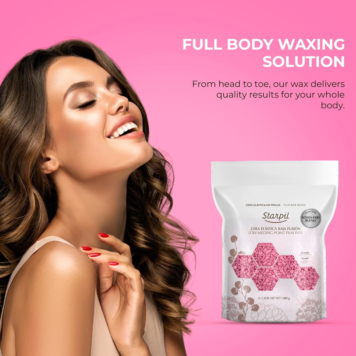 Starpil Wax 1000g / 2.2 lb Rosin Free Pink Hard Wax Beads for Painless Hair Removal, Strip less Body Wax Beans, Polymer Blend Bikini Wax for Face, Coarse Hair Removal Wax Beans for Sensitive Skin : Beauty & Personal Care