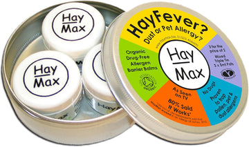 Haymax Allergen Barrier Balm Triple Tin - Pure, Aloe & Lavender - Organic, Natural & Non-Drowsy Hay Fever & Allergy Relief Balm - Traps Pollen, Dust & Allergen Particles - Apply Around The Nose & Eyes