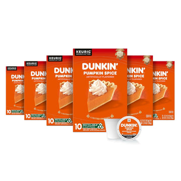 Dunkin’ Pumpkin Spice Coffee, Limited Edition Fall Coffee, K Cup Pods , 10 Count Boxes (Pack Of 6)