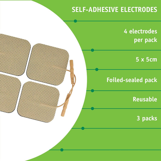 Med-Fit Blue Sensitive Skin Tens Pads 5Cm X 5Cm 100% Natural Hydro-Gel - Bumper Pack 12 Pads 3 Pack