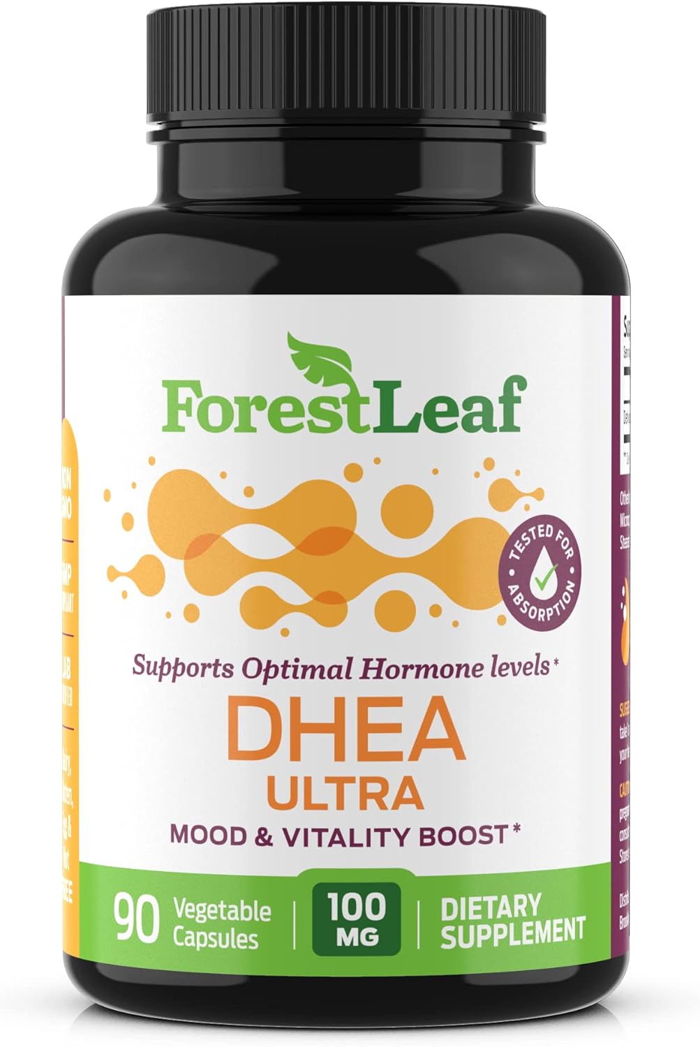 Forest Leaf - Dhea 100Mg Daily Hormone Supplement For Women & Men - Pure Dhea Pills To Support Healthy Metabolism, Mood, Physical Performance, Brain, Immune Function & Energy - 90 Veg Capsules