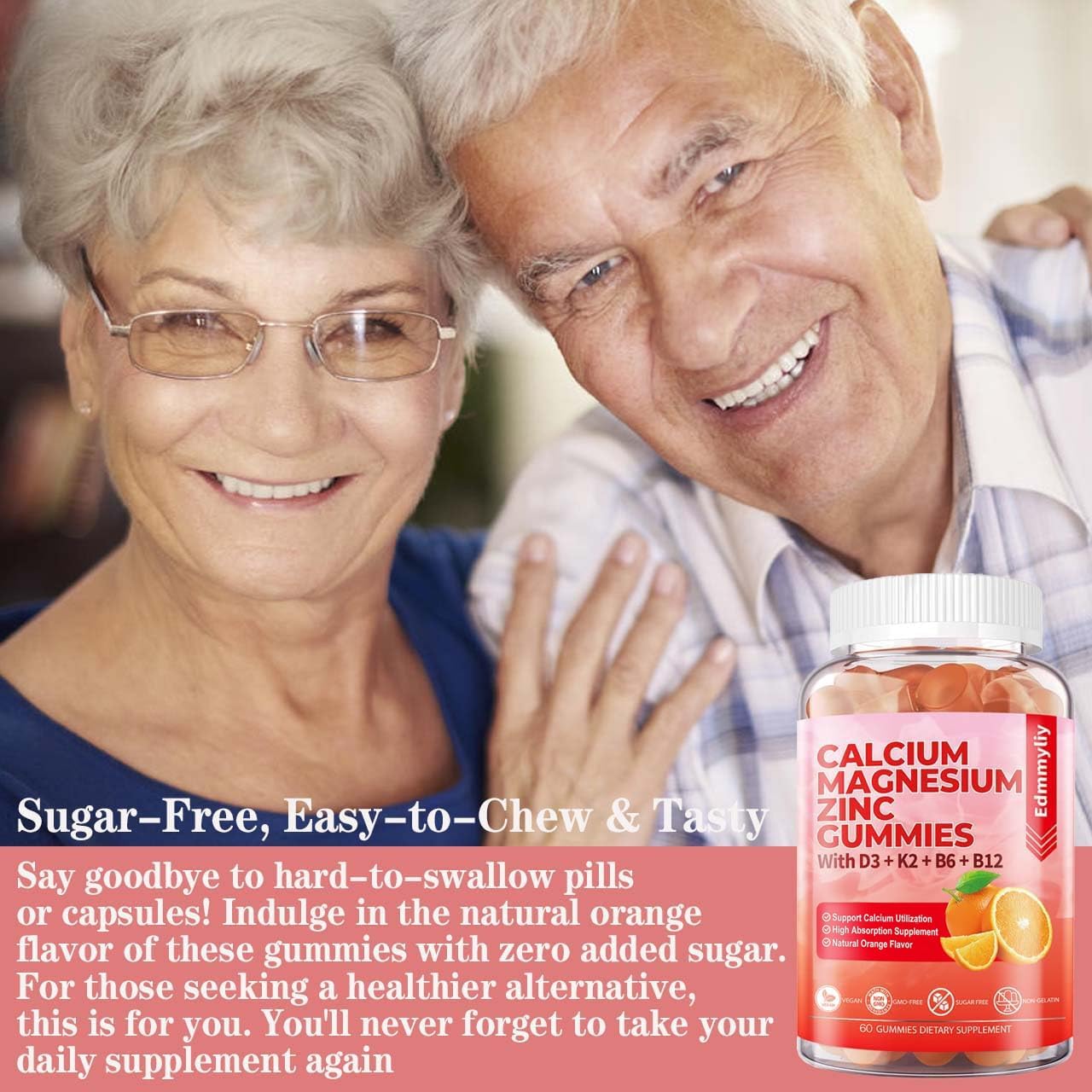 Sugar Free Calcium Magnesium Zinc Supplement Gummies With Vitamin D3 & B12 For Women And Men High Absorption Calcium Magnesium Supplement For Immune Support (120 Counts) : Health & Household