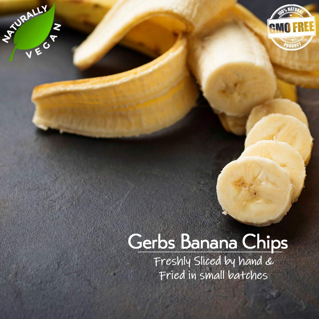 GERBS Unsweetened Banana Chip Slices 14 Oz. | Freshly made Resealable Bag | Top 14 Food Allergy Free | Sulfur Dioxide Free | Excellent Source of Potassium & Magnesium | Gluten, Peanut, Tree Nut Free