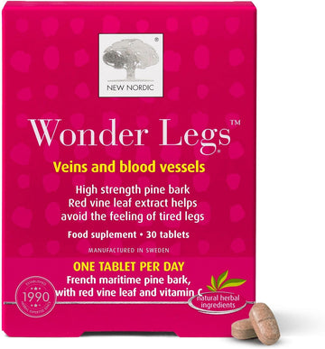 New Nordic Wonder Legs - High Strength Pine Bark Extract - Help Avoid Feeling Of Tired Legs - Helps Maintain Normal Circulation - 30 Tablets
