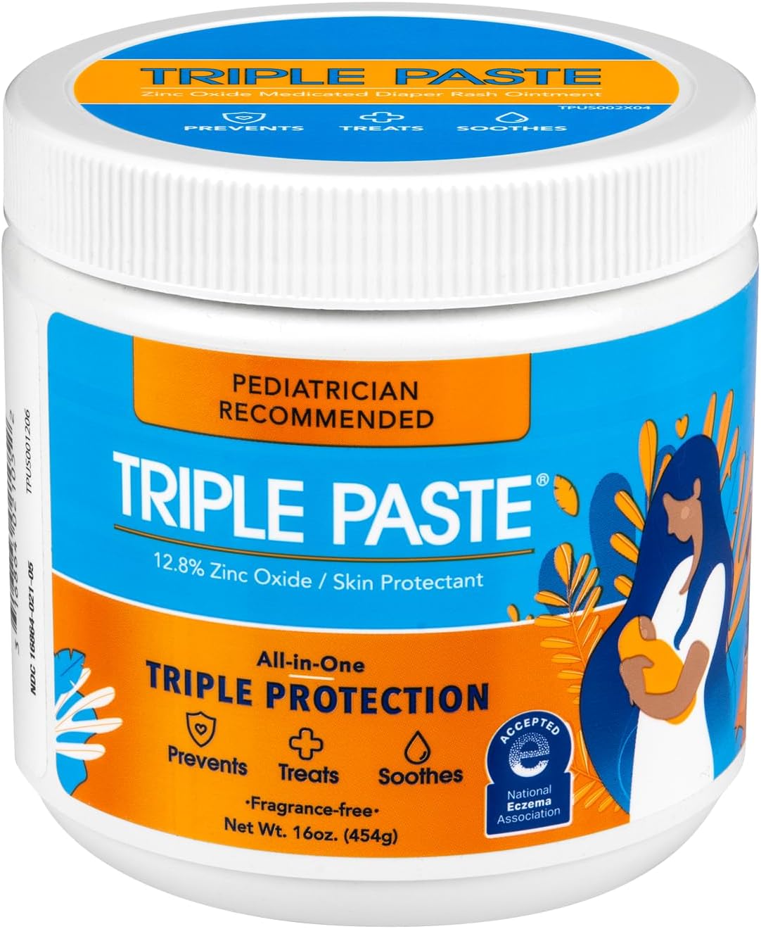 Triple Paste, 16 Oz - Pediatrician-Recommended Hypoallergenic Diaper Rash Cream With Zinc Oxide, Ointment For Baby