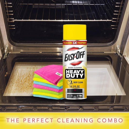 2 Pack Easy Off Oven Cleaner Heavy Duty 14.5 oz, Includes A 6-Pack Microfiber Cleaning Cloths To Clean Oven & Grill
